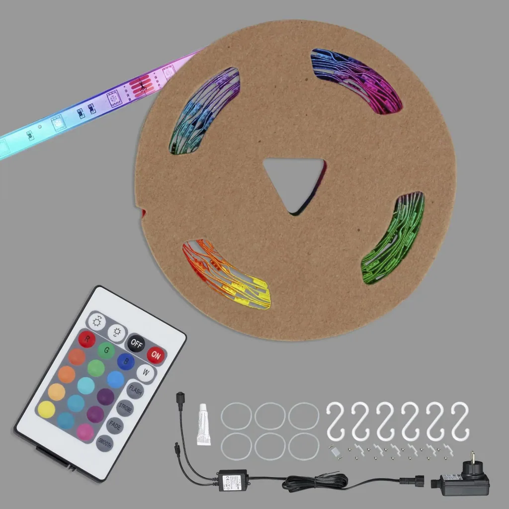 RGB-LED Flexband für den Außenbereich,IP44, 3 m, 90 RGB-LEDs, Fernbedienung