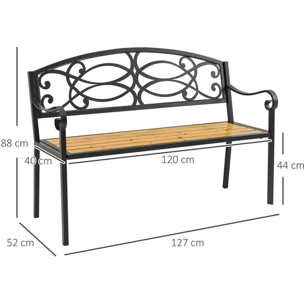 Gartenbank 2-Sitzer Vintage - Stahl/Holz - 127 x 52 x 88 cm