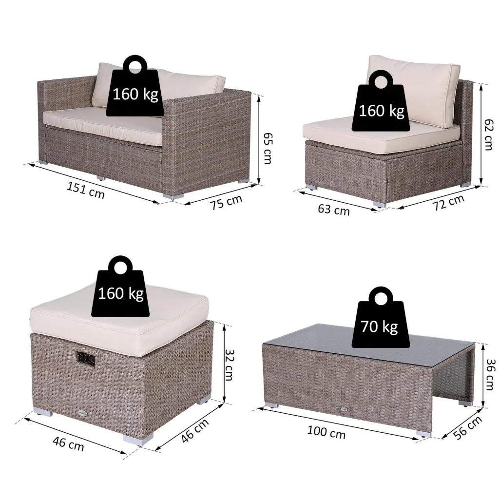 Gartenmöbel-Set 6-teilig, khaki