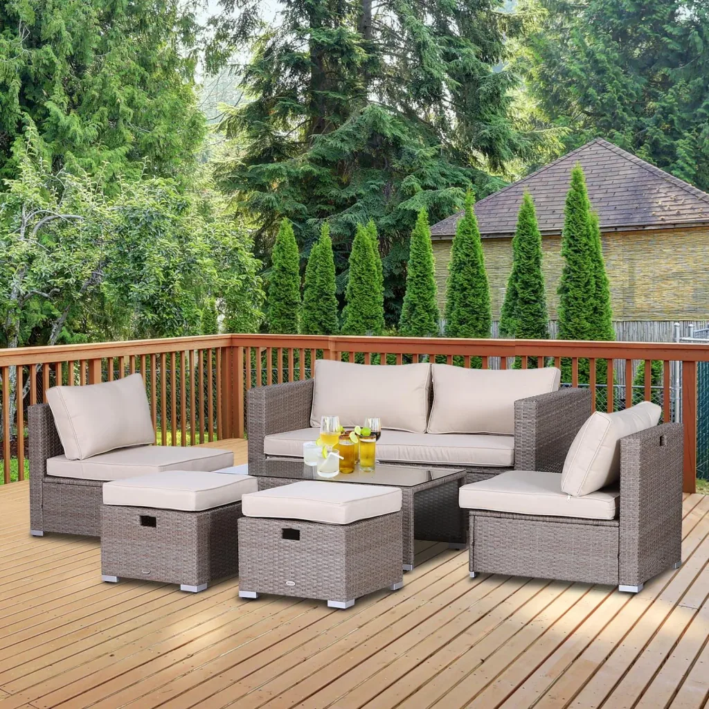 Gartenmöbel-Set 6-teilig, khaki