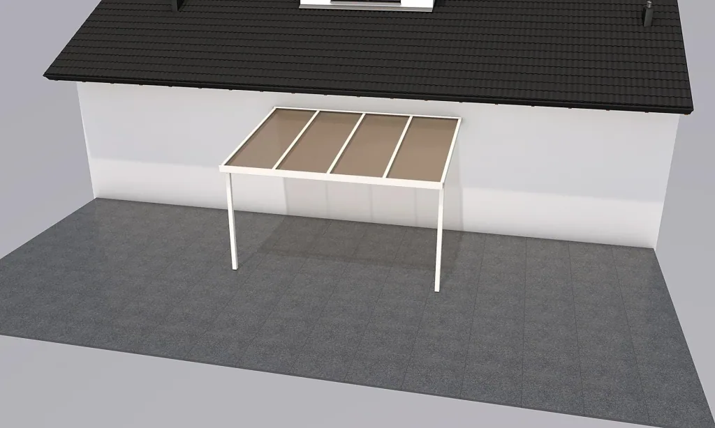 Terrassendach Premium, weiß, 4102 x 3060 mm - Acryl Stegplatten 16mm, bronze