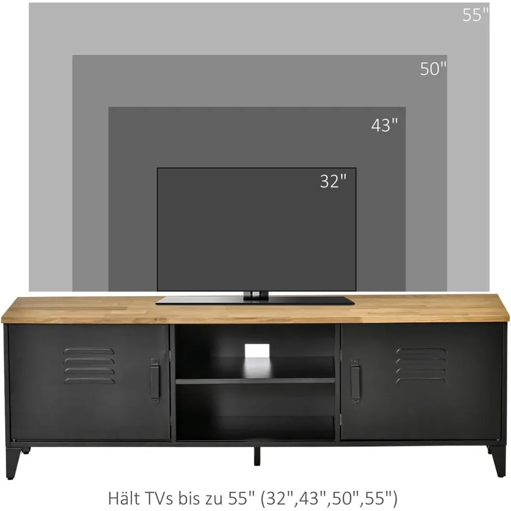 TV Schrank Fernsehschrank Fernsehtisch TV Lowboard Kommode für Fernseher kleiner als 55" mit 2 Türen Regal Wohnzimmer Sc