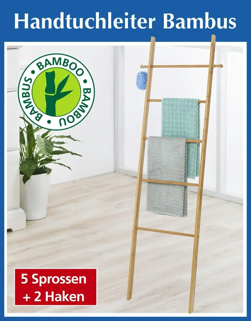 Bambus-Leiter mit Haken, Badserie „Bahari“