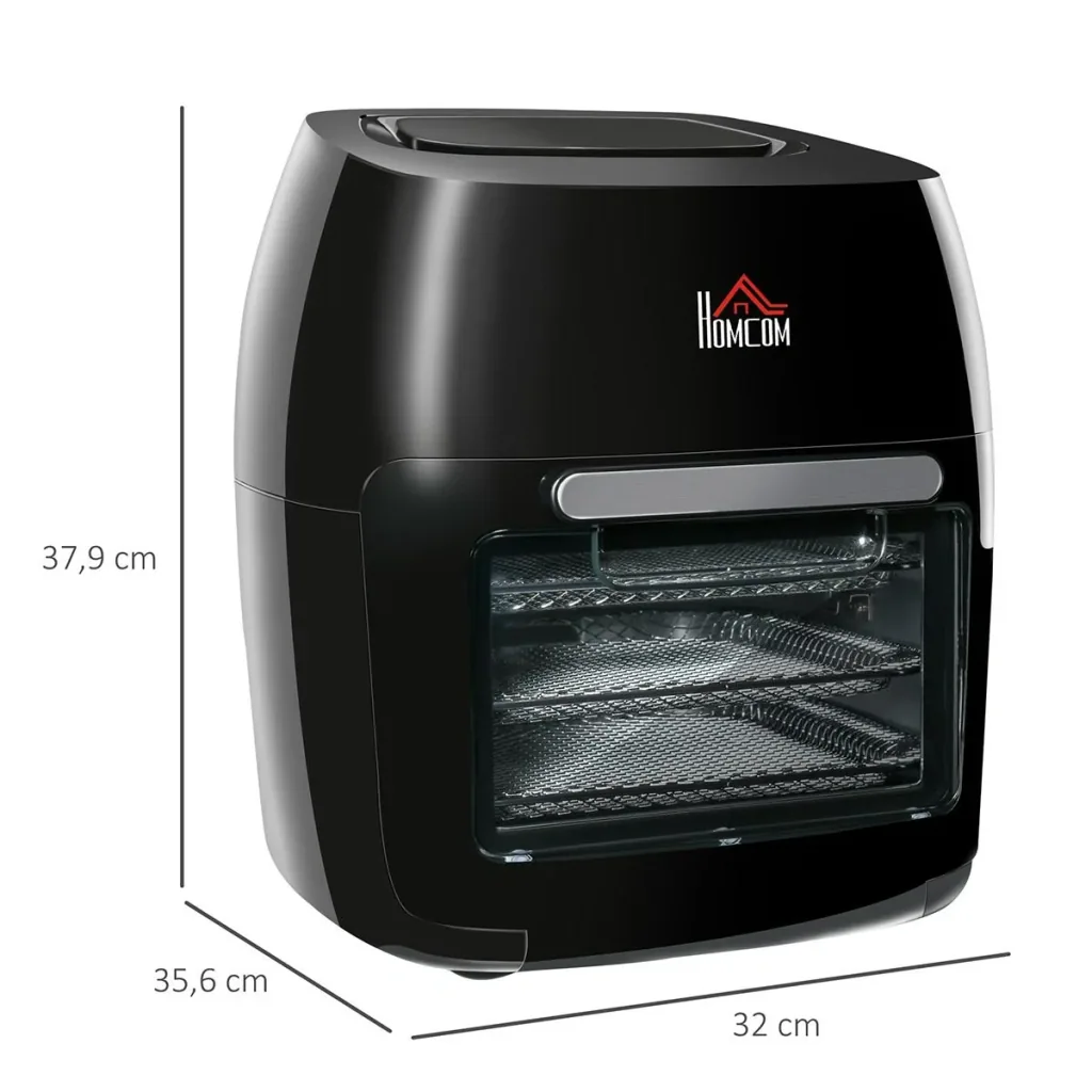 Heißluftfritteuse 11 L 1800W mit 8 Menüs Zubehör Stahl Schwarz 32 x 35,6 x 37,9 cm