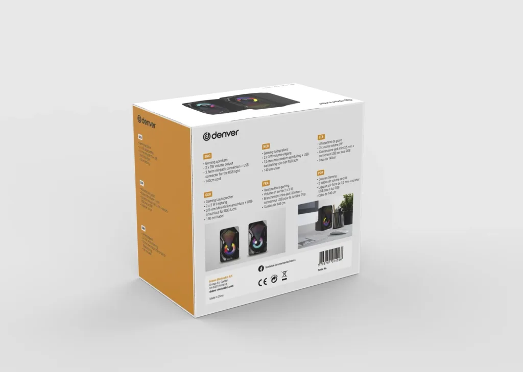 2.0 Gaming Lautsprecher mit RGB Licht und USB Stromversorgung