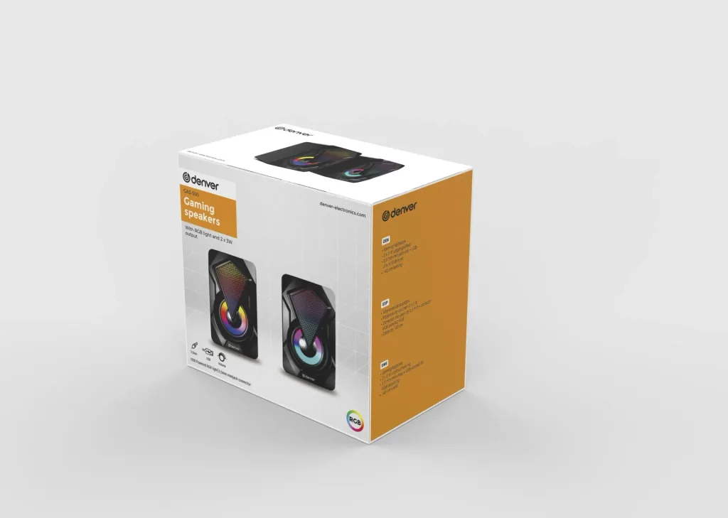 2.0 Gaming Lautsprecher mit RGB Licht und USB Stromversorgung