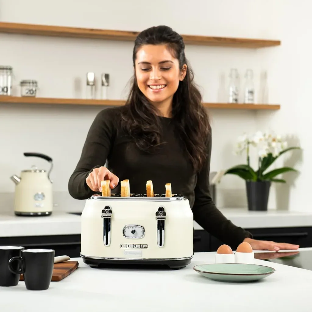 SET aus 3 - Retro Mixer + Wasserkocher 1,7 Liter + Toaster - Weiß