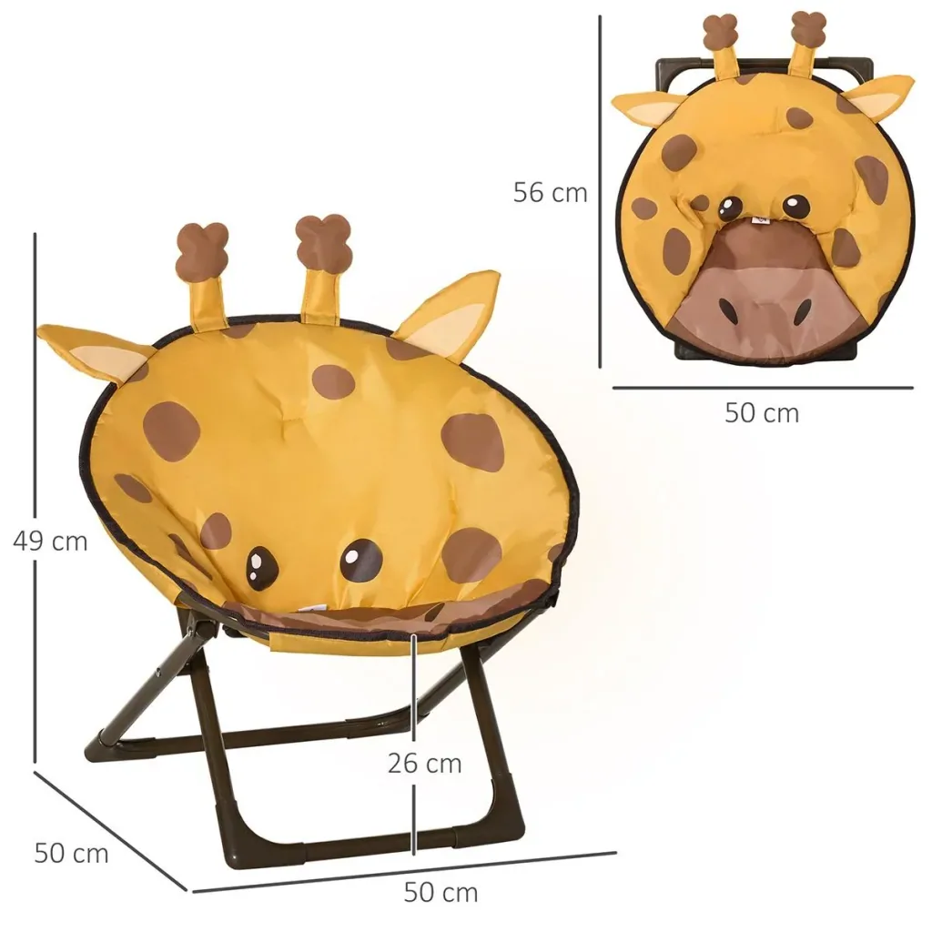 Campingstuhl faltbar Kinder Klappstuhl Mondstuhl für 3 bis 5 Jahre alte Kinder Stahl gelb Ø50 x 49H cm