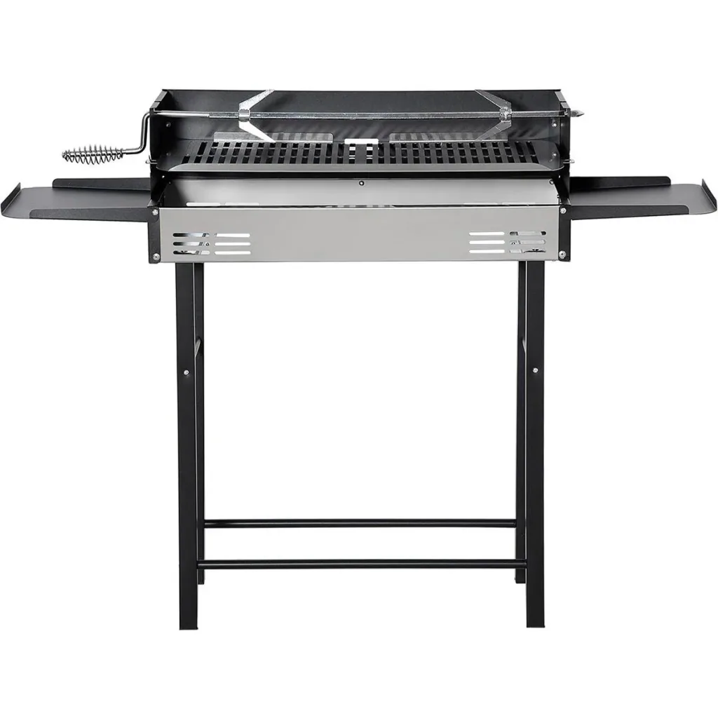 BBQ Grill mit Spieß - Edelstahl - Schwarz/Silber - 118 x 32 x 90 cm