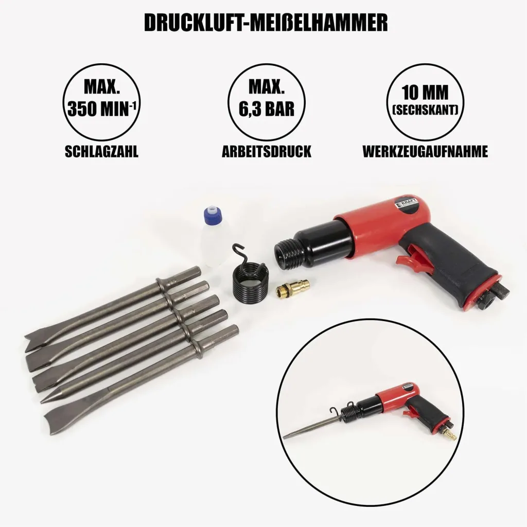 Druckluft-Meißelhammerset 9-teilig