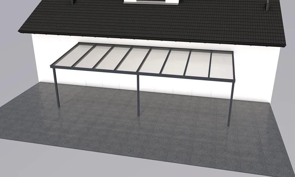 Terrassendach Premium, anthrazit, 8125 x 3060 mm - Polycarbonat Stegplatten 16 mm, bronze