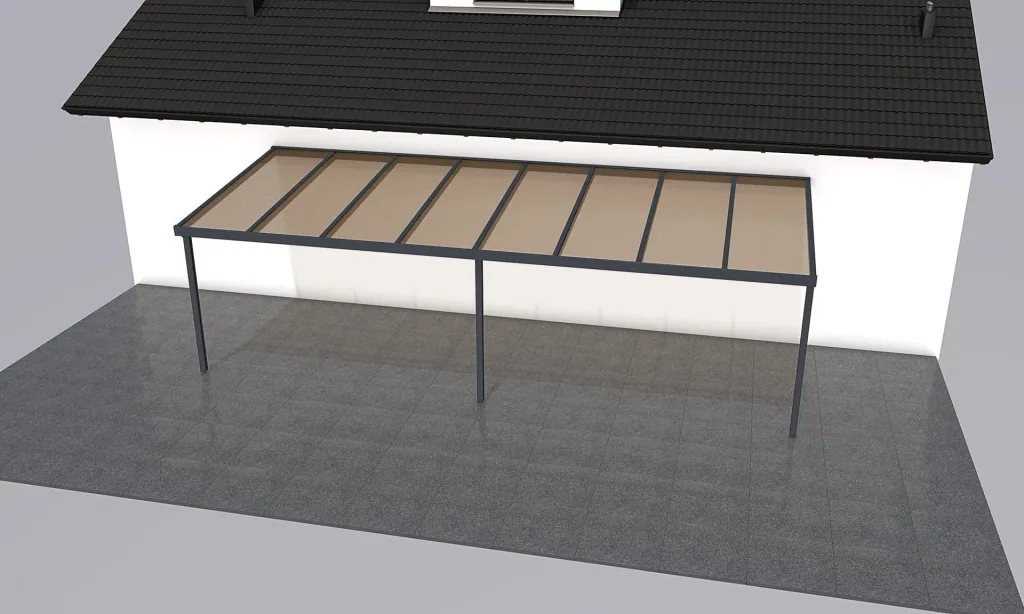 Terrassendach Premium, anthrazit, 8125 x 3060 mm - Polycarbonat Stegplatten 16 mm, bronze
