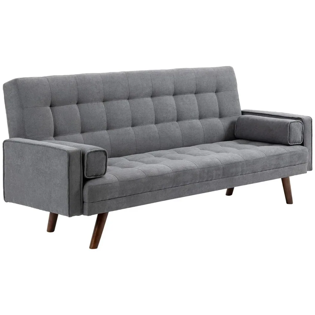 Dreisitziges Sofa mit Schlaffunktion, grau, 208 x 81 x 92 cm