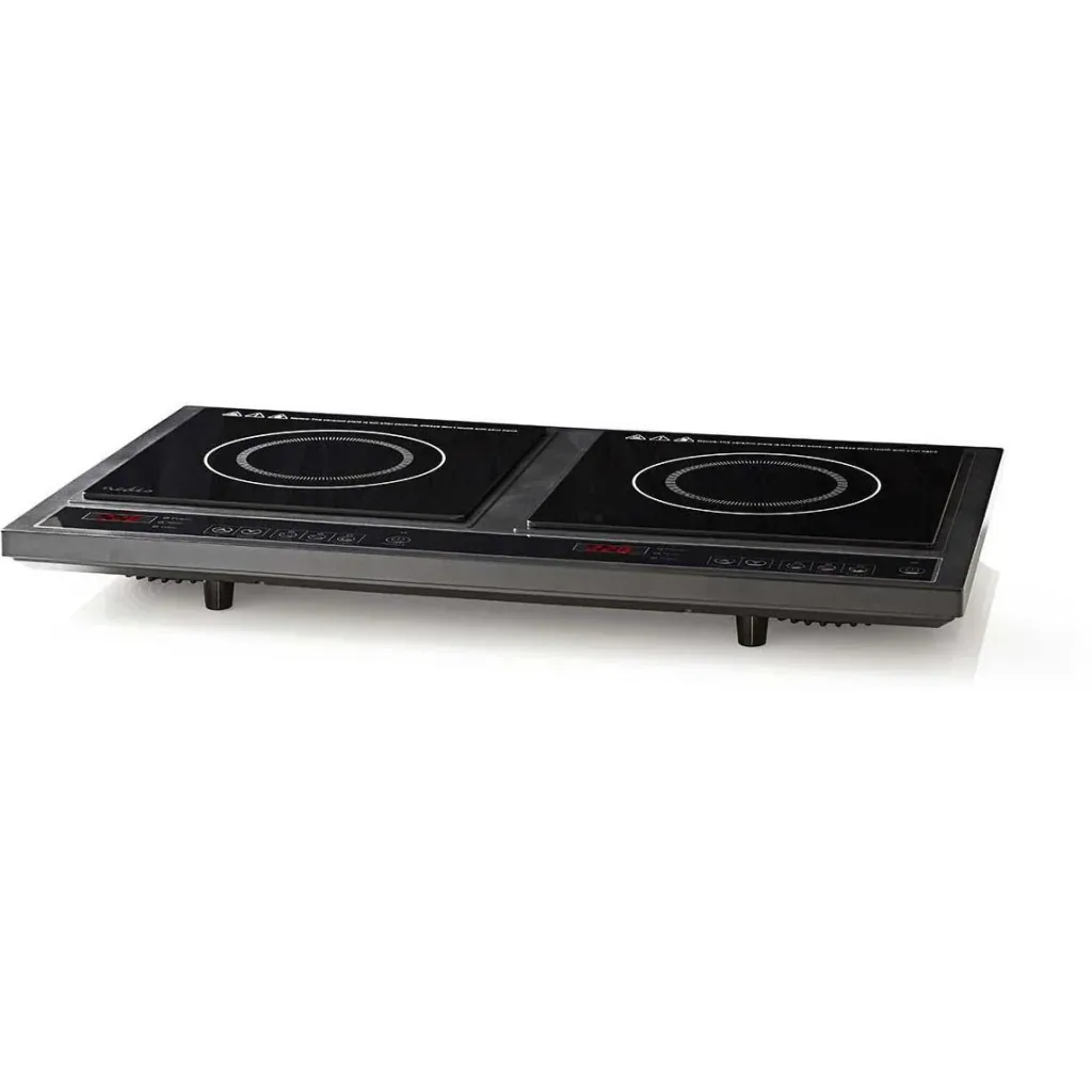 Nedis Induktionskochplatte mit 2 Kochzonen - 3400 W - Schwarz - LCD-Display - Timer und Überhitzungsschutz