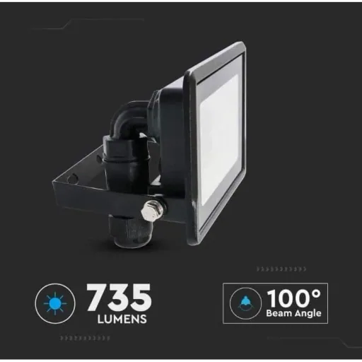 VT-118 LED-Flutlicht - 10 W - 735 Lm - 4000K - Schwarz