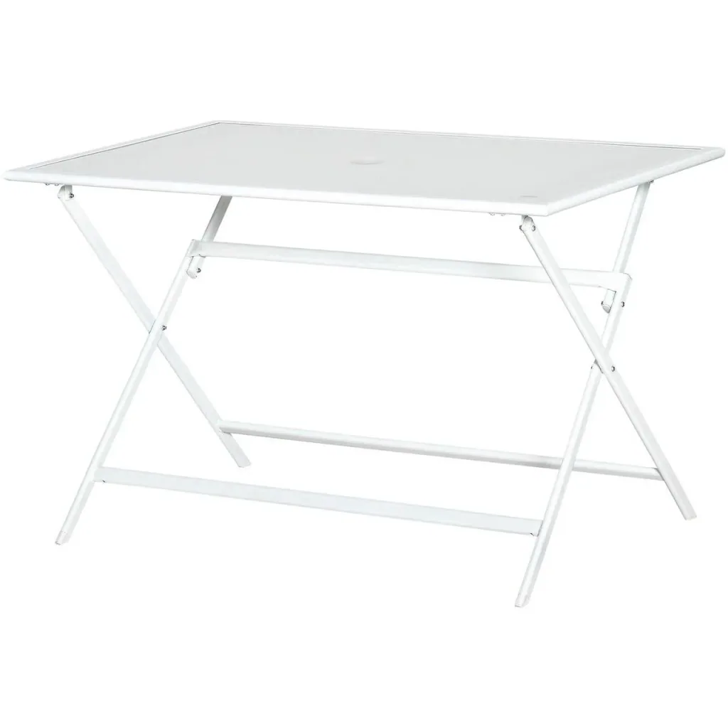 Gartentisch - Weiß - Metall/Glas - 110 x 70 x 70 cm