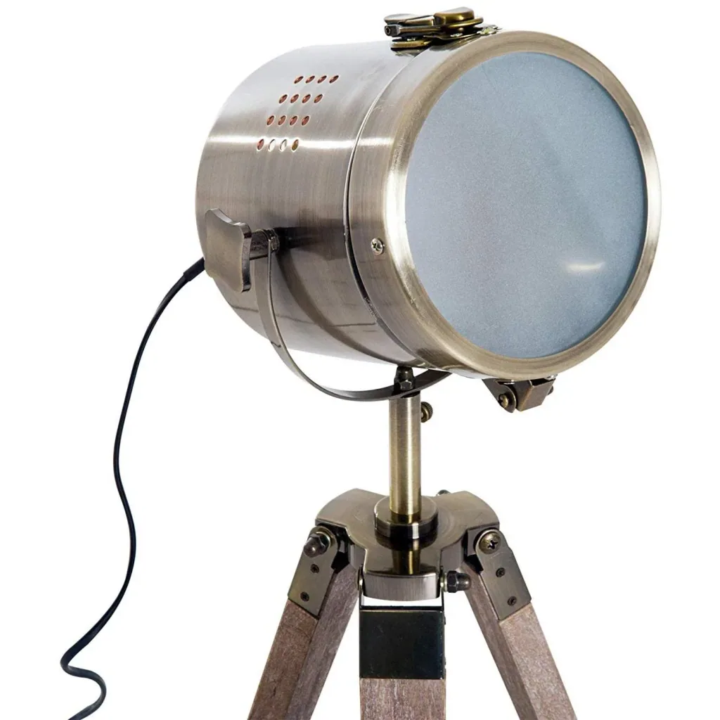 Tischlampe Holz Tischleuchte Dreibein E14 Bronze