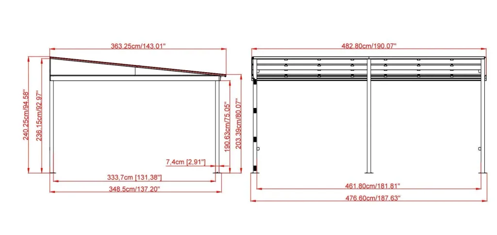 Sojag Aluminium Terrassenüberdachung St. Barthelemy 12x16 anthrazit