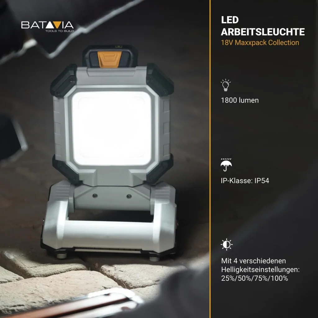 Maxxpack 18V Akku-LED-Arbeitsleuchte (ohne Akku und Ladegerät)