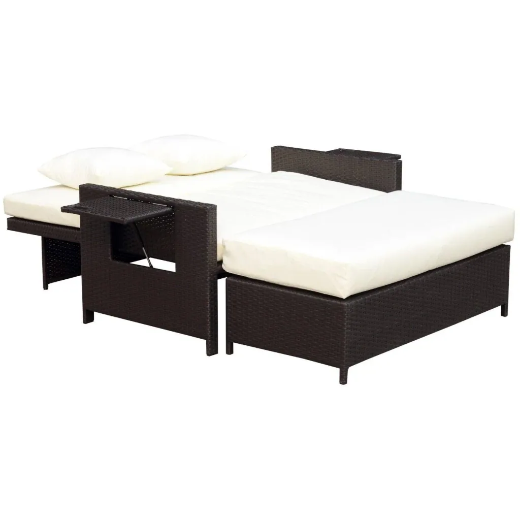 Polyrattan Lounge-Sofa mit Kissen