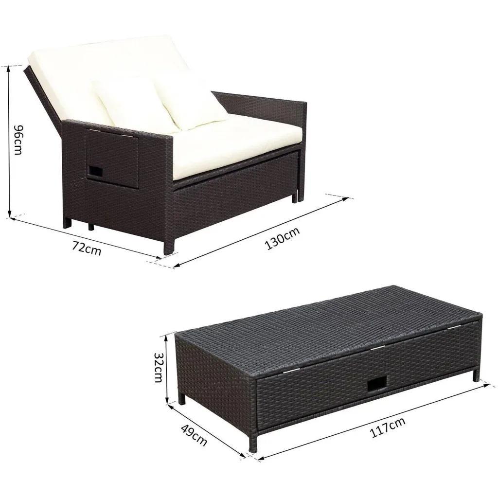 Polyrattan Lounge-Sofa mit Kissen