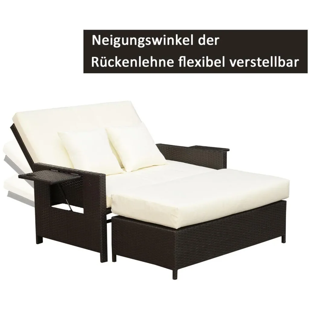 Polyrattan Lounge-Sofa mit Kissen