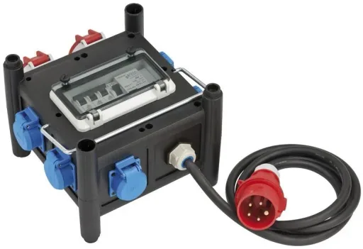 Kompakter Gummi-Stromverteiler BSV 3 FI/16 2 IP44