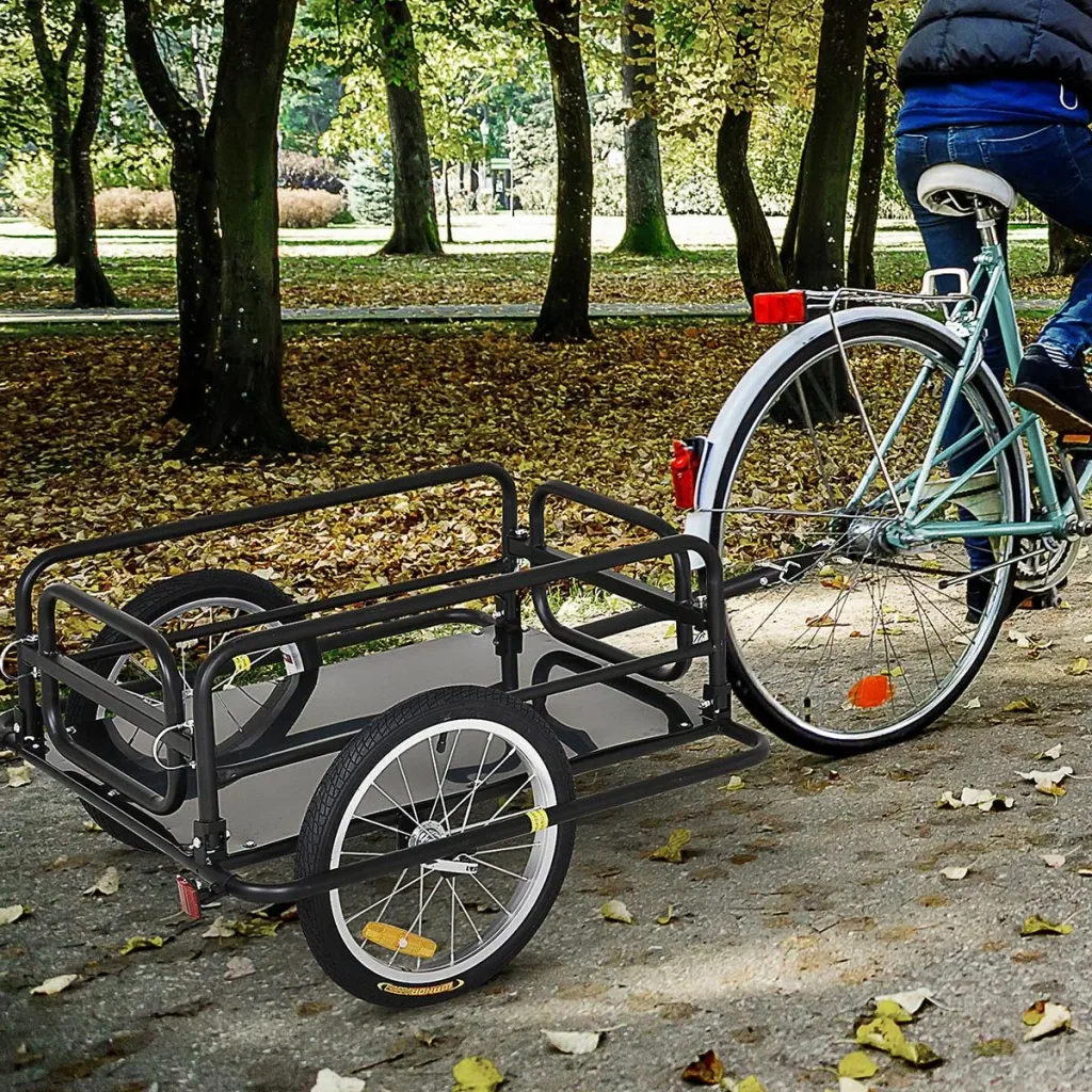 Fahrradanhänger Lastenanhänger für Fahrrad 40 kg Belastbarkeit Transportanhänger Handwagen Kupplung faltbar Stahl Schwar