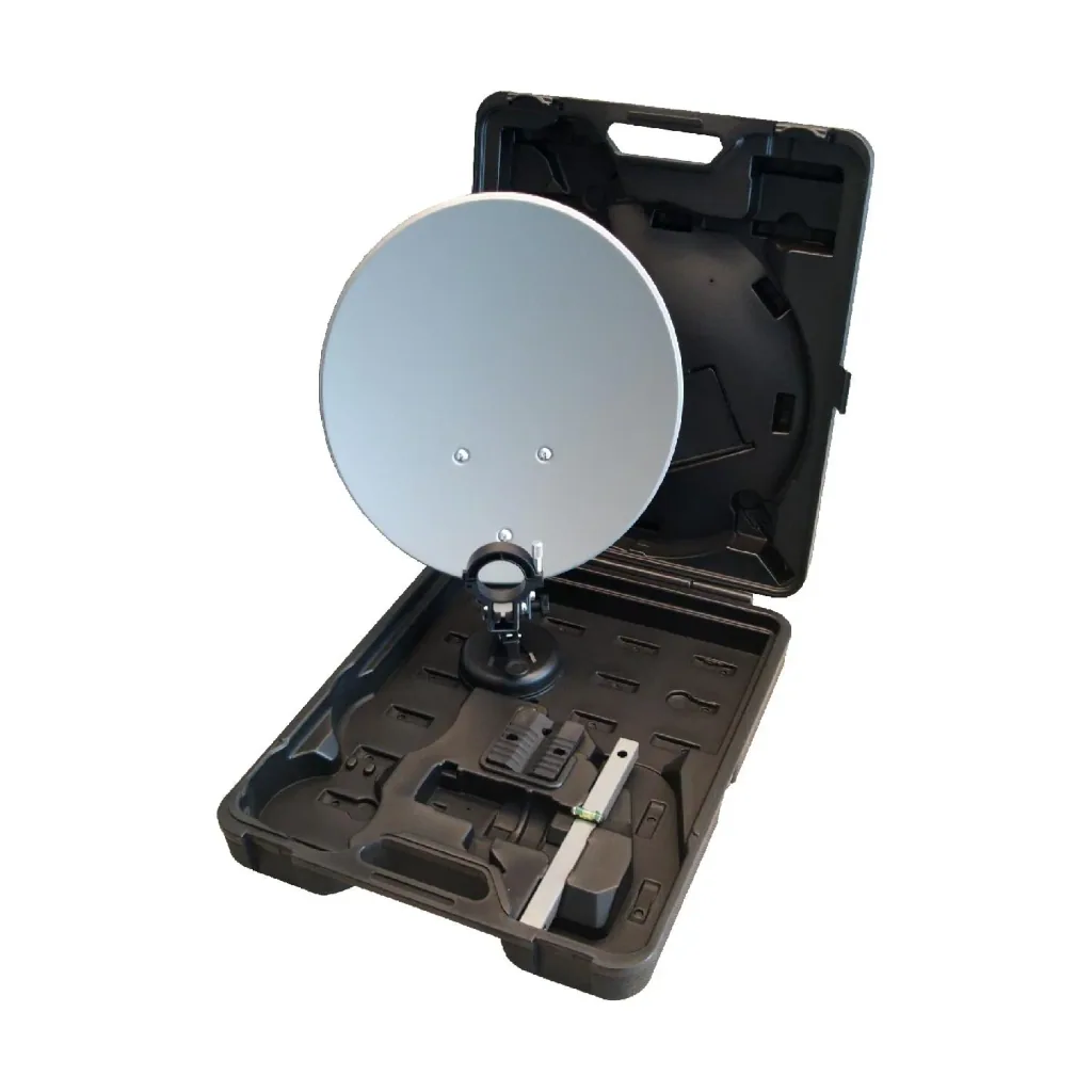 SAT Camping Set mit Rec. DSR2100 im Koffer, Saugfuß- und Masthalter