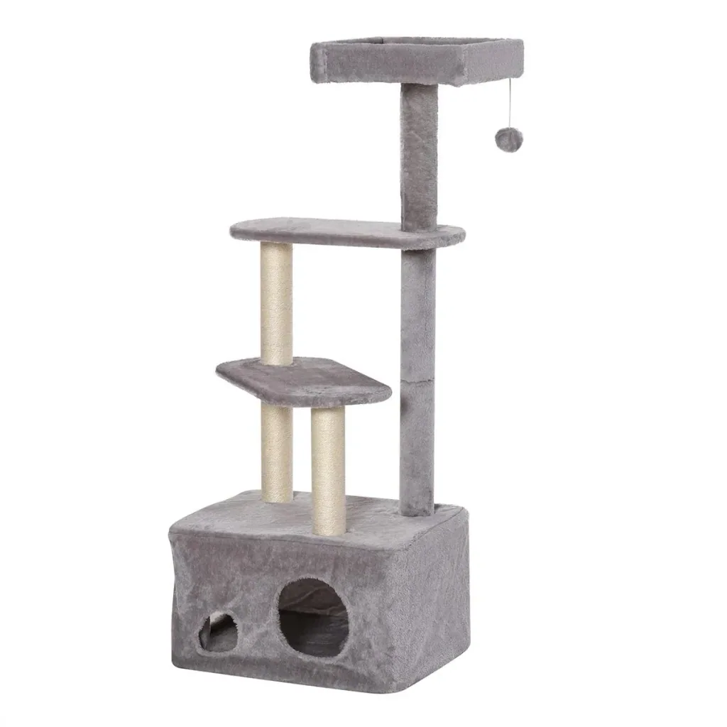 Kratzbaum mit Katzenhöhle Ballspielzeug Katzenbaum Kletterbaum für Katzen Mehrstufiges Multiaktivitätszentrum E1 MDF Sis