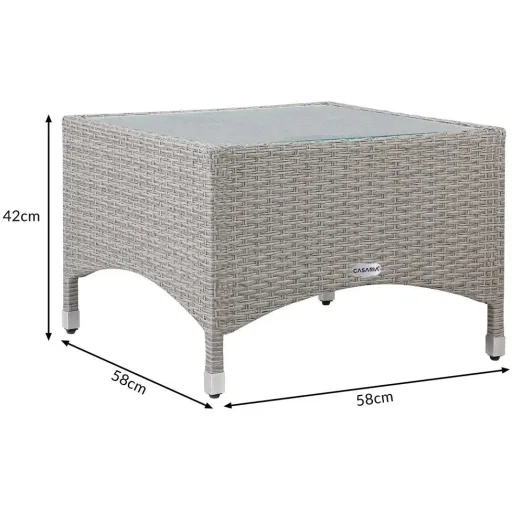 Polyrotan Beistelltisch Grau, 58 x 58 x 42 cm