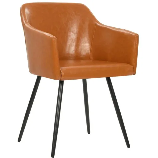 Esszimmerstühle 2 Stück Kunstleder braun