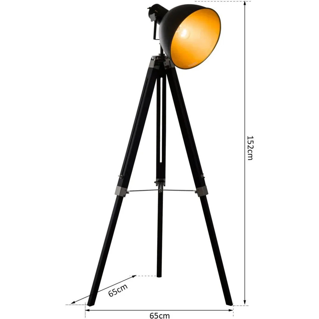 Stehlampe Dreibein Stehleuchte höhenverstellbar 108-152cm E27 Industrial Schwarz