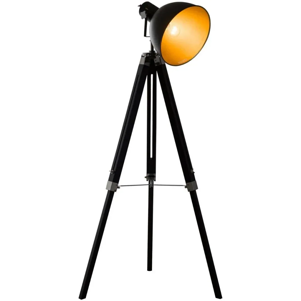 Stehlampe Dreibein Stehleuchte höhenverstellbar 108-152cm E27 Industrial Schwarz